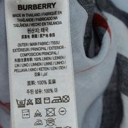 Pre Owned Burberry Blue Checked Linen Short Sleeve Shirt XL