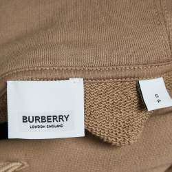 Pre Owned Burberry Beige Logo Print Cotton Ansdell Hoodie S