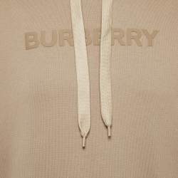Pre Owned Burberry Beige Logo Print Cotton Ansdell Hoodie S