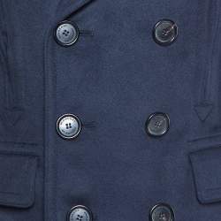 Pre Owned Burberry Navy Blue Wool and Cashmere Double Breasted Coat S