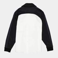 Burberry White Monkey Print Cotton and Jersey Iconic Striped Shirt L
