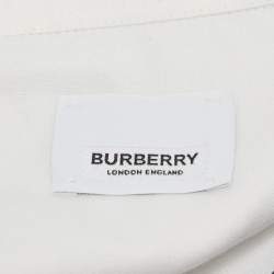 Burberry White Monkey Print Cotton and Jersey Iconic Striped Shirt L