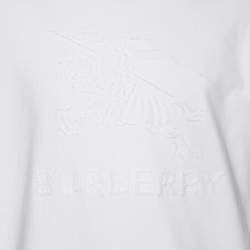 Pre Owned Burberry White Cotton Logo T-Shirt M