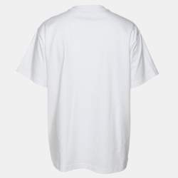 Pre Owned Burberry White Cotton Logo T-Shirt M