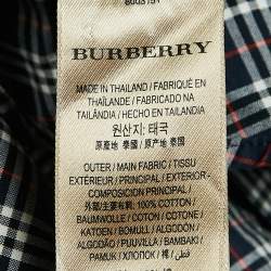 Burberry Navy Blue Plaid Cotton Button-Down Shirt XXL