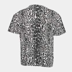 Pre Owned Burberry Black Leopard Print Cotton Jersey Oversized T-Shirt S
