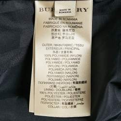Burberry Navy Blue Synthetic Leather Trim Hooded Jacket XXL