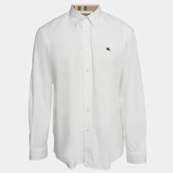 Burberry White Poplin Button Front Shirt XXL