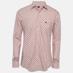 Burberry Red Checked Cotton Long Sleeve Shirt M