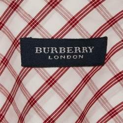 Burberry Red Checked Cotton Long Sleeve Shirt M