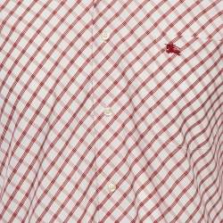 Burberry Red Checked Cotton Long Sleeve Shirt M