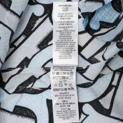 Pre Owned Burberry Blue TB Logo Monogram Cotton & Knit Collar Detail Bowling Shirt XL