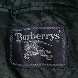 Pre Owned Burberry Vintage Khaki Green Plaid Wool Single Breasted Blazer 5XL