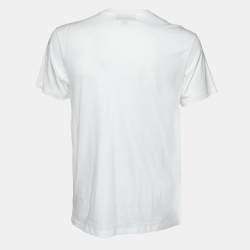 Burberry White Creature Print Studded Cotton T-Shirt L