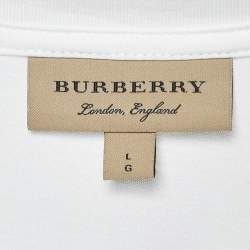 Burberry White Creature Print Studded Cotton T-Shirt L