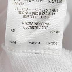 Pre Owned Burberry White Striped Cotton Pique Polo T-Shirt M