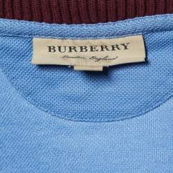 Burberry Blue Cotton Contrast Trim Polo T-Shirt XXL 