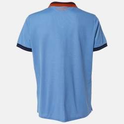 Burberry Blue Cotton Contrast Trim Polo T-Shirt XXL 