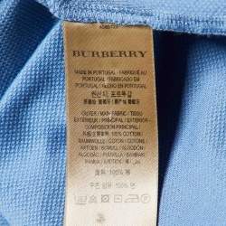 Burberry Blue Cotton Contrast Trim Polo T-Shirt XXL 