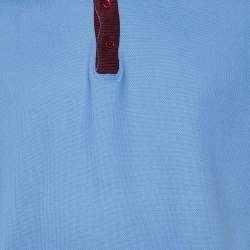 Burberry Blue Cotton Contrast Trim Polo T-Shirt XXL 