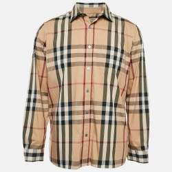 Burberry Beige Nova Checks Cotton Blend Long Sleeve Shirt XL