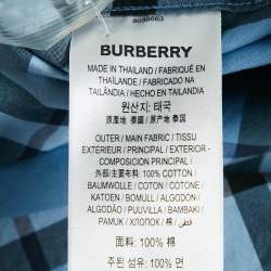 Pre Owned Burberry Blue Checked Cotton Long Sleeve Shirt XL