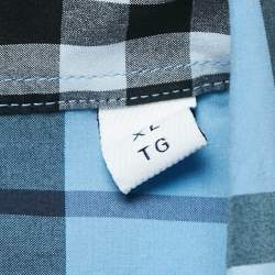 Pre Owned Burberry Blue Checked Cotton Long Sleeve Shirt XL