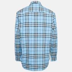 Pre Owned Burberry Blue Checked Cotton Long Sleeve Shirt XL