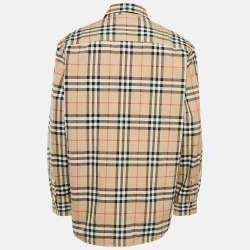 Burberry Beige Checked Cotton Long Sleeve Shirt XL