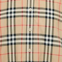 Burberry Beige Checked Cotton Long Sleeve Shirt XL