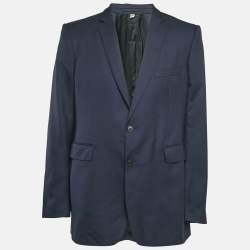 Burberry Navy Blue Gabardine Single Breasted Blazer XXXL