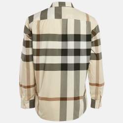 Pre Owned Burberry Beige Checks Cotton Long Sleeve Shirt XL