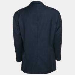 Burberry Vintage Navy Blue Checked Wool Hurwitz Longview Blazer XL