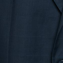 Burberry Vintage Navy Blue Checked Wool Hurwitz Longview Blazer XL