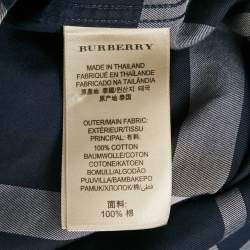 Burberry Navy Blue Plaid Cotton Button Down Shirt L