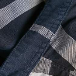 Burberry Navy Blue Plaid Cotton Button Down Shirt L