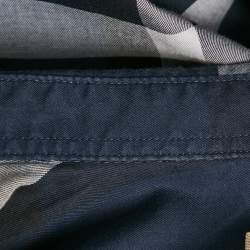 Burberry Navy Blue Plaid Cotton Button Down Shirt L