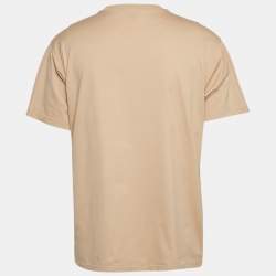 Pre Owned Burberry Beige Cotton Logo Patch Detail T-Shirt M