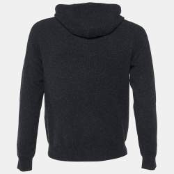 Pre Owned Burberry Charcoal Black Cashmere Knit Zip-Up Hooded Jacket M