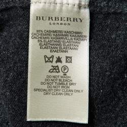 Pre Owned Burberry Charcoal Black Cashmere Knit Zip-Up Hooded Jacket M