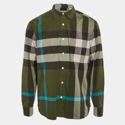 Burberry Green Nova Check Cotton Button Front Shirt XL
