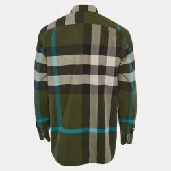 Burberry Green Nova Check Cotton Button Front Shirt XL