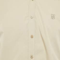 مملوكة مسبقًا Burberry Beige Stretch Poplin Long Sleeve Shirt XL