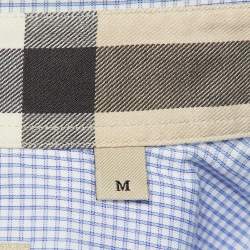 Burberry Blue Pin Checked Cotton Button Down Shirt M