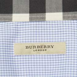 Burberry Blue Pin Checked Cotton Button Down Shirt M
