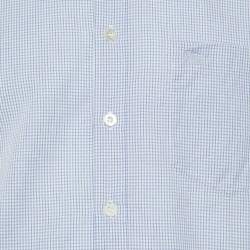 Burberry Blue Pin Checked Cotton Button Down Shirt M