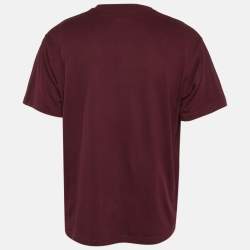 Pre Owned Burberry Burgundy Logo Embroidery Cotton Crew Neck T-Shirt XXL
