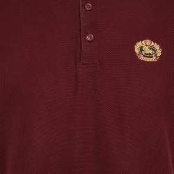 Burberry Dark Red Logo Embroidery Cotton Pique Polo T-Shirt XL