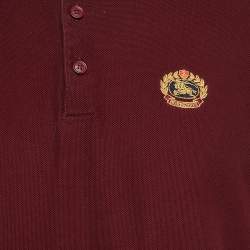 Burberry Dark Red Logo Embroidery Cotton Pique Polo T-Shirt XL