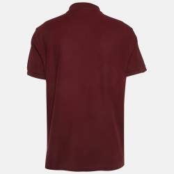 Burberry Dark Red Logo Embroidery Cotton Pique Polo T-Shirt XL